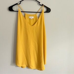 LOFT Yellow Flowy Racerback Spaghetti Strap Cami Blouse